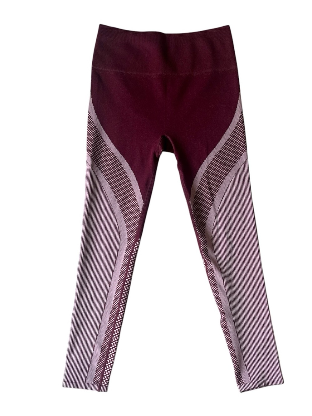 Fabletics Burgundy and Light Pink Seamless Leggings